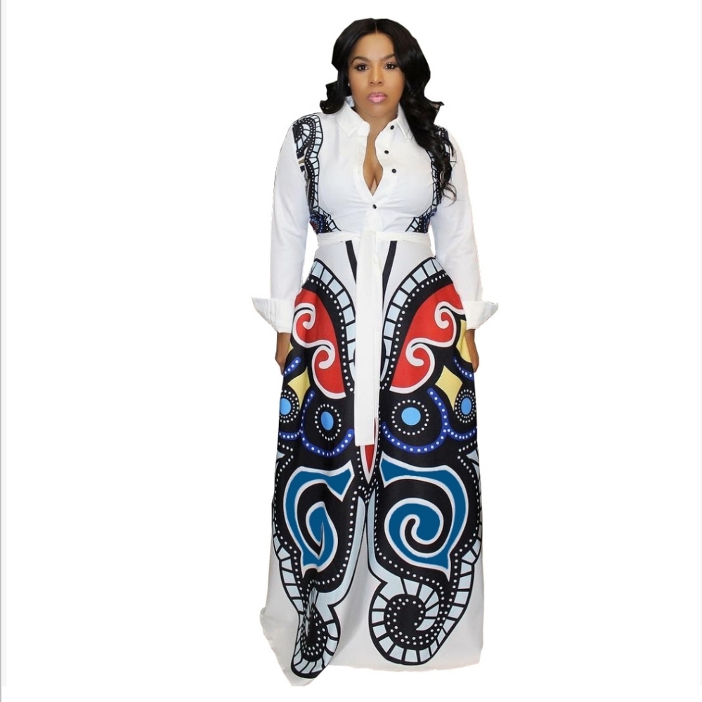 $$ Sold $$ Maxi Dress Long Sleeve Butterfly Print - Picture 1 of 8